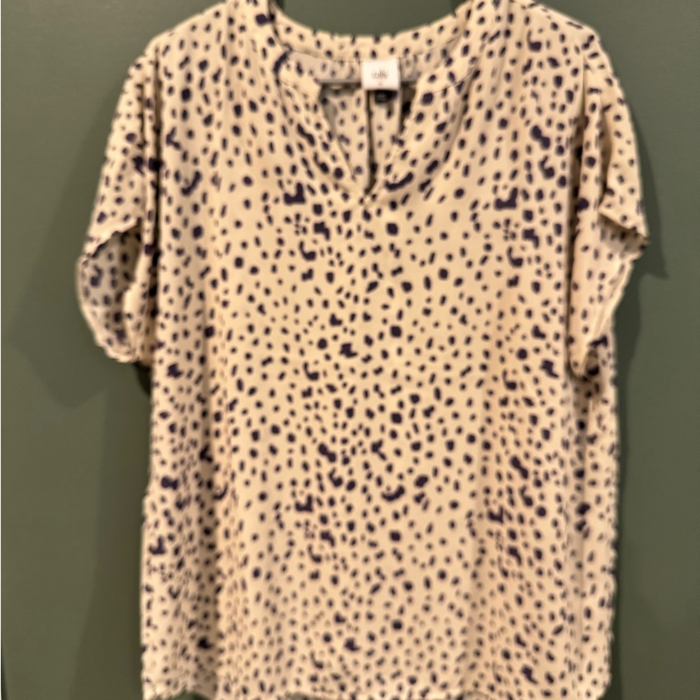 Women's Cream and Purple Patterned Top
